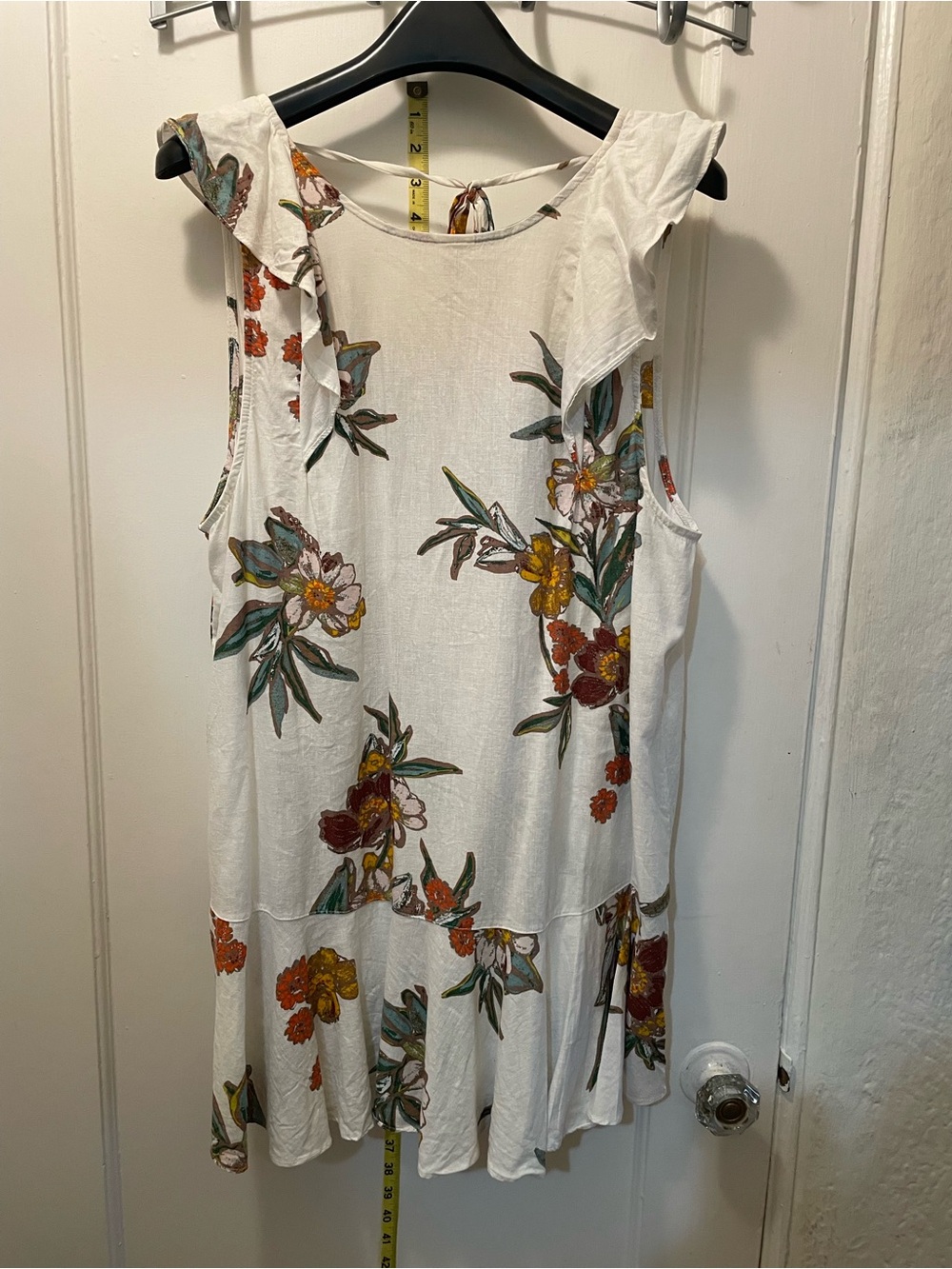 Free People White Floral Ruffle Tunic